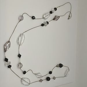 Long necklace, metal chain with plastic beads